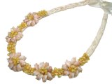 Frog Shell w/ White Yellow Shell Raffia Necklace
