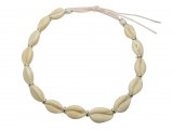 Cowrie Shell Necklace Srung w/ Adjustable Cream Cord