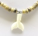 Bone Whale Tail w/ 18" Coconut Beads Necklace