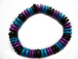 Purple Blue & Black 10mm Coconut Beads Stretchable Bracelet