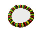 Black & Rasta Color 10mm Coconut Beads Stretchable Bracelet