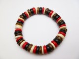 Maroon, Brown, Black & Beige 10mm Coconut Beads Stretchable Brac