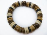 Brown & Black 10mm Coconut Beads Stretchable Bracelet