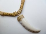 Shell Tusk w/ 18" Coconut & Wood Beads Necklace