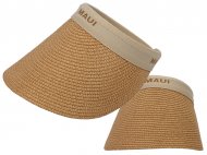 "Maui" Natural Straw Visor Hat, MOQ-6/pk