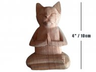 4"/10cm Mindi Wood Hands On Chest Yoga Cat, 216/cs, MOQ-2