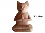 6"/15cm Mindi Wood Hands On Chest Yoga Cat, 120/cs, MOQ-2