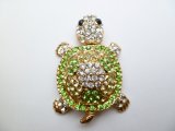 2" Green and White Crystal Turtle Paper Weight