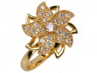 Crystal Floral Spinnable 18K Gold Plated Adjustable Ring