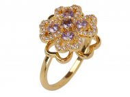 Crystal Floral Spinnable 18K Gold Plated Adjustable Ring
