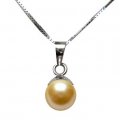 12mm Gold / Yellow MOP Shell Pearl w/ 925 Silver Snake Chain