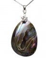 Abalone shell pendant w/ 925 silver cap 18" 0.7mm box chain
