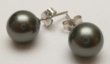 12mm Green Shell Pearl Stud Earring with 925 Silver Post Finding