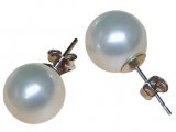 10mm White Shell Pearl w/ 925 Silver Post stub Earring