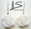 925 Silver-20mm Sythetic White Rose Flower Dangle Earring
