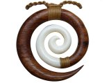 48mm Koa Wood Spiral/ Buffalo Bone w/ Brown Cord, 6pcs/bag