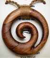 41mm Natural Koa Wood Spiral w/ Adjustable Brown Cord, 6pcs/bag