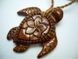 41mm x 49mm Natural Koa Wood Turtle w/ Brown Cord, 6pcs/bag