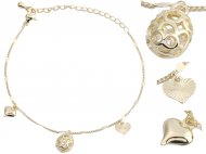 Crystal Pineapple & Heart on Bass Chain 18K Gold Plated Bracelet