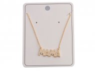 Crystal "Mama" on 18" Bass Chain 18K Gold Plated Necklace