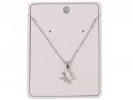 Crystal Butterfly on 18" Bass Chain Rhodium Plated Necklace