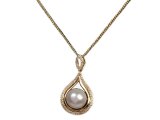 White Fresh Water Pearl w/ Clear Crystal Surrounded Tear Drop On