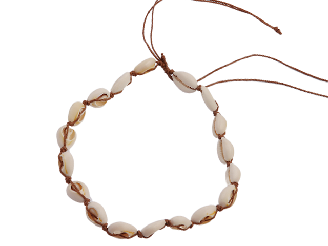 Cowrie Shell Necklace Tied w/ Brown Adjustable Cord