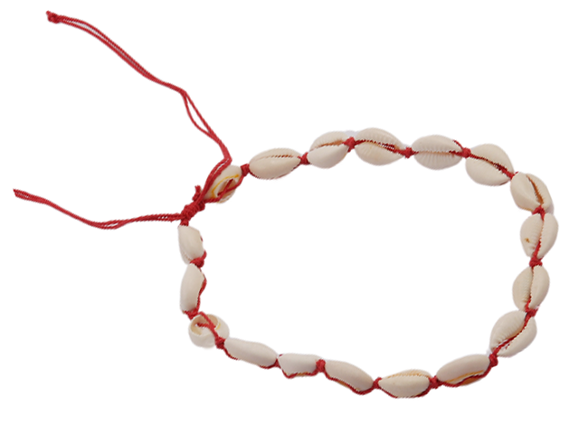 Cowrie Shell Necklace Tied w/ Red Adjustable Cord