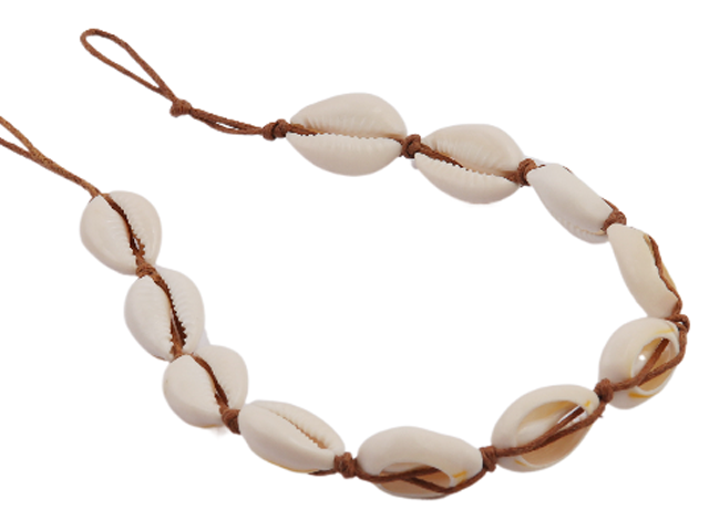 Cowrie Shell Necklace on Adjustable Brown Cord Loop