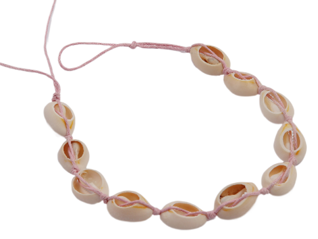 Cowrie Shell Necklace on Adjustable Pink Cord Loop