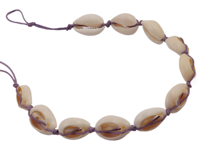 Cowrie Shell Necklace on Adjustable Purple Cord Loop