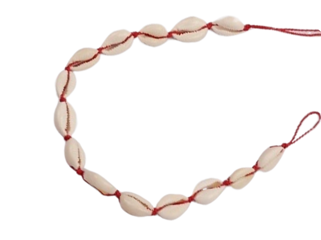 Cowrie Shell Necklace on Adjustable Red Cord Loop