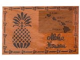 "Aloha, Hawaii" Pineapple & Island Map Wood Stamped Magnet