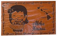 "Aloha, Hawaii" Hula Girl & Island Map Wood Stamped Magnet