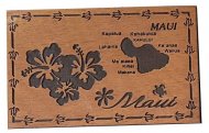 "Maui" Hibiscus & Island Map Wood Stamped Magnet