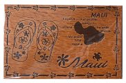 "Maui" Sandal & Island Map Wood Stamped Magnet