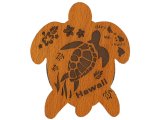"Hawaii" Turtle, Plumeria & Island Map Turtle Magnet 7x6cm