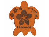 "Hawaii" Plumeria & Island Map Turtle Magnet 7x6cm