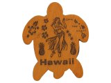 "Aloha" Hula Dancer, Plumeria & Island Map Turtle Magnet 7x6cm