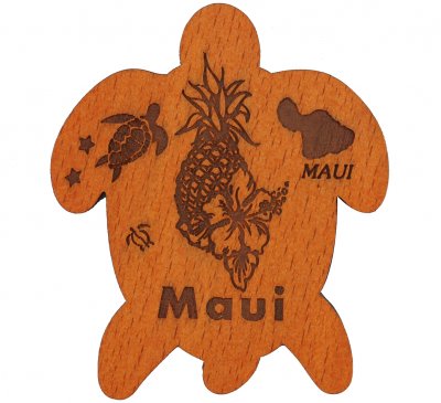 "Maui" Island Map & Pineapple Turtle Magnet 7x6cm