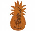 "Hawaii" Hula Dancer & Island Map Pineapple Shape Magnet 8x4cm