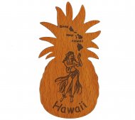 "Hawaii" Hula Dancer & Island Map Pineapple Magnet 8x4cm