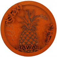 "Hawaii" Pineapple & Island Map Wood Magnet 7cm / 2.75"