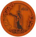 "Hawaii" King Kam & Island Map Wood Magnet 7cm / 2.75"