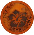 "Hawaii" Hibiscus & Island Map Wood Magnet 7cm / 2.75"