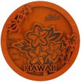"Hawaii" Plumeria & Island Map Wood Magnet 7cm / 2.75"