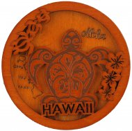 "Hawaii" Turtle & Island Map Wood Magnet 7cm / 2.75"