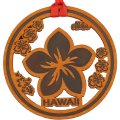 "Hawaii" Plumeria Wood Cut Ornament / Coaster 10X10X0.5cm