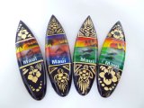"Maui" Airbrushed 12cm Assorted Wood Craved Surfboard Magnet