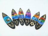"Kauai" Airbrushed 12cm Assorted Wood Craved Surfboard Magnet